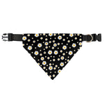 Black Daisy Floral Pattern Print Over The Collar Dog Bandana