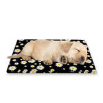 Black Daisy Floral Pattern Print Pet Cooling Mat Cover