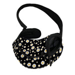 Black Daisy Floral Pattern Print Pet Sling Carrier