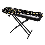 Black Daisy Floral Pattern Print Piano Keyboard Cover