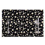Black Daisy Floral Pattern Print Placemat