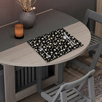 Black Daisy Floral Pattern Print Placemat