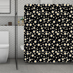Black Daisy Floral Pattern Print Polyester Shower Curtain