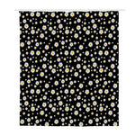 Black Daisy Floral Pattern Print Polyester Shower Curtain