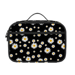 Black Daisy Floral Pattern Print Portable Lunch Bag