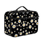Black Daisy Floral Pattern Print Portable Lunch Bag