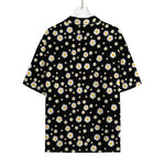 Black Daisy Floral Pattern Print Rayon Hawaiian Shirt