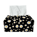 Black Daisy Floral Pattern Print Rectangle Tissue Box Cover