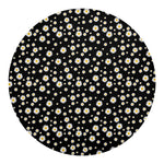 Black Daisy Floral Pattern Print Round Blanket