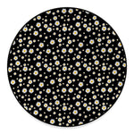 Black Daisy Floral Pattern Print Round Floor Mat