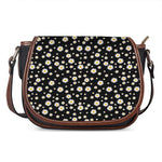 Black Daisy Floral Pattern Print Saddle Bag