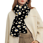Black Daisy Floral Pattern Print Scarf