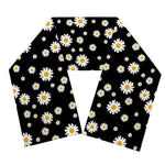 Black Daisy Floral Pattern Print Scarf