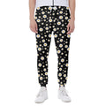 Black Daisy Floral Pattern Print Joggers