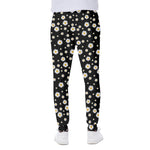 Black Daisy Floral Pattern Print Scuba Joggers