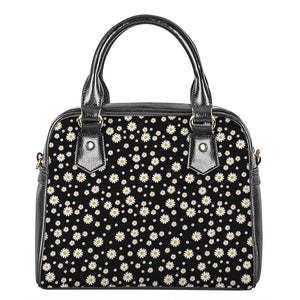 Black Daisy Floral Pattern Print Shoulder Handbag