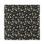 Black Daisy Floral Pattern Print Silk Bandana