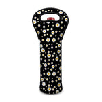 Black Daisy Floral Pattern Print Single Neoprene Wine Tote