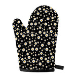 Black Daisy Floral Pattern Print Single Oven Mitt