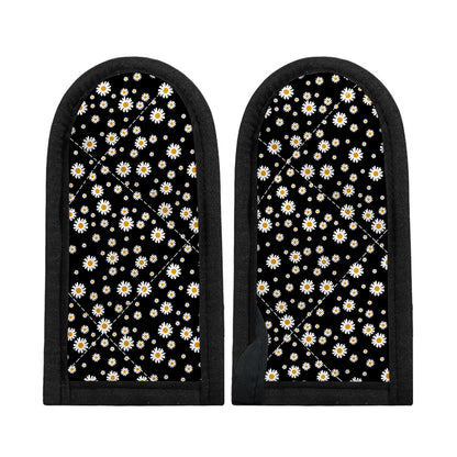 Black Daisy Floral Pattern Print Skillet Handle Cover