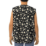 Black Daisy Floral Pattern Print Sleeveless Baseball Jersey