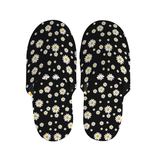 Black Daisy Floral Pattern Print Slippers