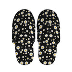 Black Daisy Floral Pattern Print Slippers