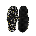 Black Daisy Floral Pattern Print Slippers