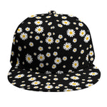 Black Daisy Floral Pattern Print Snapback Cap