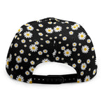 Black Daisy Floral Pattern Print Snapback Cap
