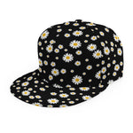 Black Daisy Floral Pattern Print Snapback Cap