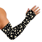 Black Daisy Floral Pattern Print Sun Protection Arm Sleeves