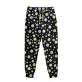 Black Daisy Floral Pattern Print Sweatpants