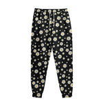 Black Daisy Floral Pattern Print Sweatpants