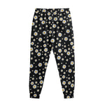 Black Daisy Floral Pattern Print Sweatpants