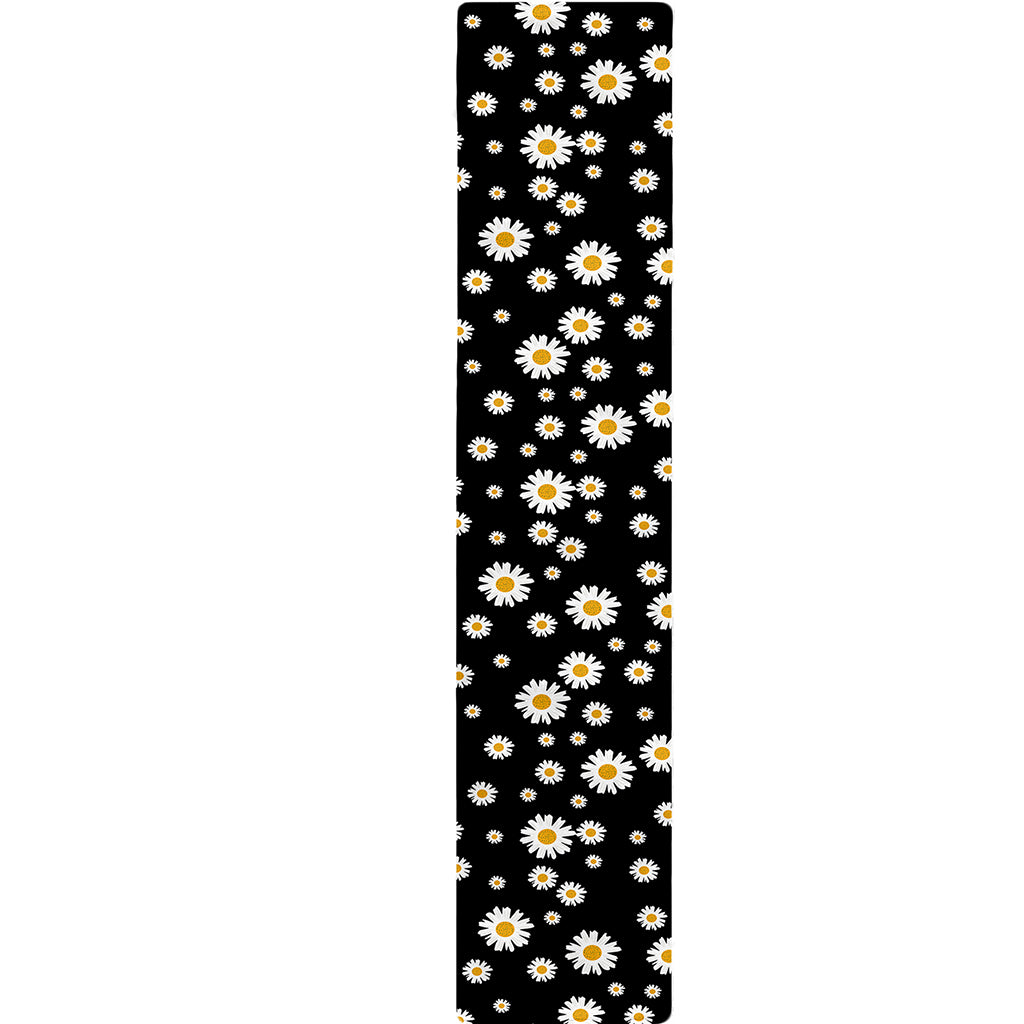 Black Daisy Floral Pattern Print Table Runner