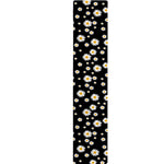 Black Daisy Floral Pattern Print Table Runner