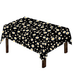 Black Daisy Floral Pattern Print Tablecloth