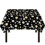 Black Daisy Floral Pattern Print Tablecloth
