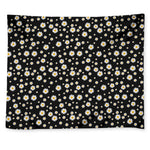 Black Daisy Floral Pattern Print Tapestry