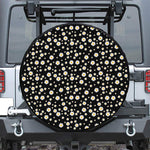 Black Daisy Floral Pattern Print Tire Cover