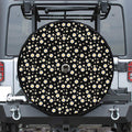 Black Daisy Floral Pattern Print Tire Cover With Camera Hole