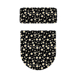 Black Daisy Floral Pattern Print Toilet Lid And Tank Cover Set