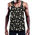 Black Daisy Floral Pattern Print Men's Workout Tank Top