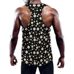 Black Daisy Floral Pattern Print Training Tank Top