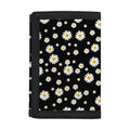Black Daisy Floral Pattern Print Trifold Wallet