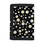 Black Daisy Floral Pattern Print Trifold Wallet