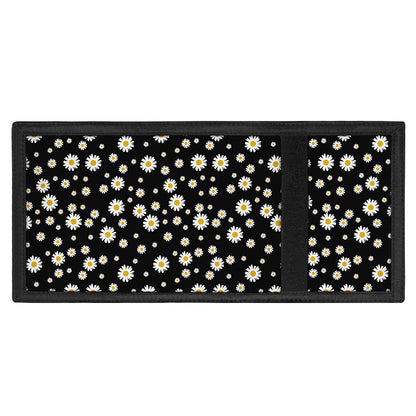 Black Daisy Floral Pattern Print Trifold Wallet