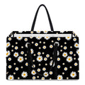 Black Daisy Floral Pattern Print Utility Tote Bag