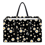 Black Daisy Floral Pattern Print Utility Tote Bag